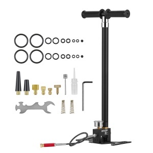 Pompa manuala VEVOR DQT-4H07, 4 trepte, presiune maxima 40 MPa, cu manometru, neagra