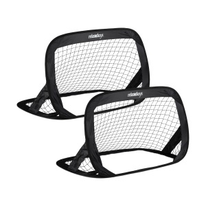 Porti de fotbal pliabile Relaxdays, set 2 buc, 77 x 122 x 83 cm, negru