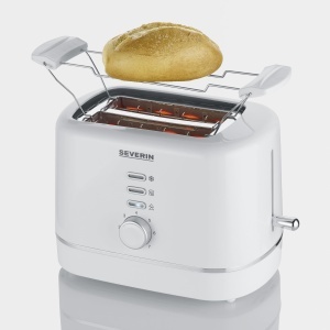Prajitor de paine automat SEVERIN, pentru 2 felii, atasament pentru role din otel inoxidabil, functie de incalzire si dezghetare, grad reglabil de rumenire, oprire automata, 850 W, alb, AT 4324 - Img 5