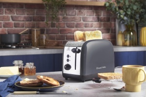 Prajitor de paine Russell Hobbs [pentru 2 felii] Culori Plus Gri Otel Inoxidabil (fante de paine prajita foarte largi, inclusiv atasament pentru chifle, 6 niveluri de rumenire + functie de dezghetare, functie lift & look, 1600W) 26552-56 - Img 2