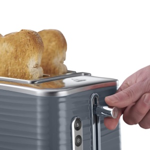 Prajitor de paine Russell Hobbs [pentru 2 felii] Inspire Grey cu structura lucioasa de inalta calitate (fante foarte largi pentru paine prajita, inclusiv accesoriu pentru chifle, 6 niveluri de rumenire + functie de dezghetare si reincalzire) 24373-56 - Img 3