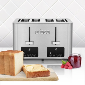 Prajitor de paine Ufesa Quartet Deluxe 4 felii, 2 ecrane LCD digitale, 1500 W, 4 sloturi largi, 7 niveluri de rumenire - Img 2