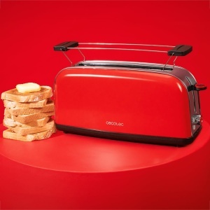 Prajitor de paine vertical Cecotec cu 1 fanta lunga Toastin time 850 rosu lung 850 W 2 felii de paine fanta lata de 38 cm atasament pentru chifle si t - Img 5