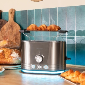 Prajitor de paine vertical din otel inoxidabil Cecotec cu dubluShort Slot Shine&Toast Double. 850W, capacitate pentru 2 felii, fante largi de 3,8 cm, inel usor, 7 niveluri de prajire, bare superioare - Img 7