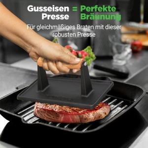 Presa pentru burgeri NutriChef, fonta, 1.04 kg, maner din lemn - Img 2
