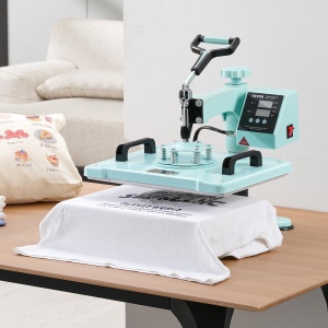 Presa termica VEVOR, 30 x 38 cm, masina de transfer termic 8 in 1 cu presa de pahar de 6-30 oz, presare de tricouri pivotante la 360deg, control digital de precizie, pentru tricouri/cani/palarii, verde - Img 8