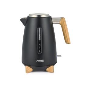 Princess Kettle Pure - 1,7 L - Design din bambus - Pivotant 360deg - 3000 W - Negru mat