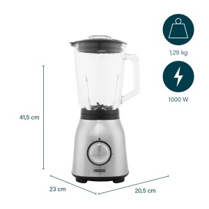 Princess Stand Mixer - 4 setari de viteza, functie de puls, 6 lame, 1000 wati, ulcior de sticla de 1,5 litri, otel inoxidabil periat, 212091, otel inoxidabil, periat, 01.212091.01.001 - Img 7