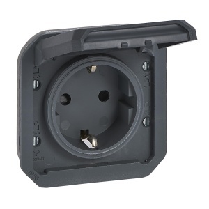 Priza de exterior Legrand Plexo New, 16A, 250V, IP44, Anthrazit