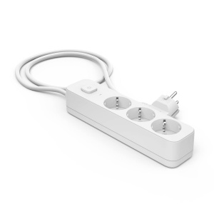 Priza Hama cu comutator, 3 cai, 1,4 m (protectie la supratensiune, prelungita cu 3 cai, prelungire cu 3 cai, 3 prize, mufa multipla, cu protectie la contact, LED, 45deg) alb - Img 2