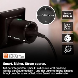 Priza inteligenta LEDVANCE SMART Indoor, 2300W, WiFi, negru, set 4 buc. - Img 2