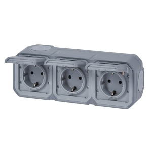 Priza Legrand Plexo New 3-Fach IP44 IK07 Gri cu Protectie Umiditate si Capac - Img 2