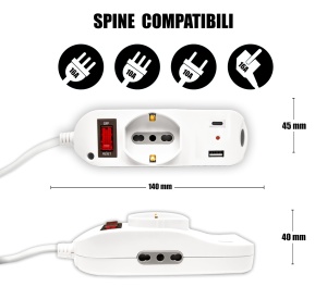 Priza multipla V-TAC cu USB-C Power Delivery 20W, 3 iesiri, 1,5m cablu - Img 7