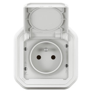 Priza standard Legrand Plexo, IP55, rezistenta la socuri, alba