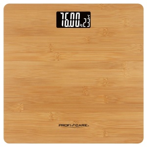 ProfiCare PC-PW 3103 Cantar de baie din bambus real, cantar digital de baie cu afisaj LCD usor de citit, inclusiv afisaj temperatura camerei, interval de masurare a cantarului 5-180 kg, suprafata din lemn