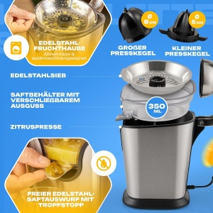 ProfiCook PC-ZP 1154 Storcator Citrice Electric 160W cu Start Automat si Tropfstopp - Img 5