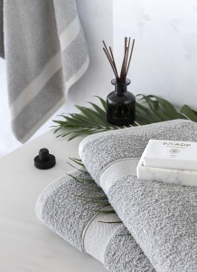 Prosoape de baie Todocama, 100 bumbac, 550 gm, gri deschis, 70 x 140 cm, 2 bucati - Img 4