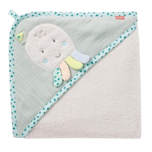 Prosop de baie cu gluga Oktopus Fehn, 80x80 cm, din bumbac, pentru bebelusi