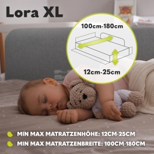 Protector de pat Lionelo Lora XL pentru copii, 150 cm lungime, 45 cm inaltime - Img 5
