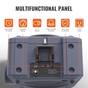Purificator de aer VEVOR ZHP2301-800 cu 800 CFM, 3 filtre HEPA, UV-C - Img 4
