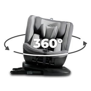 Putere pentru copii XPEDITION2 I-SIZE 40-150 cm, Scaun pentru copii 0-36 kg, Scaun auto cu spatele la directia de mers rotativ la 360 de grade, Scaun auto pentru copii cu statie Isofix, FWF si RWF, Tetiera/spatar reglabila cu pozitie inclinata, Gri