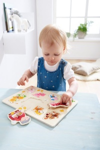 Puzzle din lemn HABA 303183 cu animale 8 piese pentru copii 12 luni - Img 2