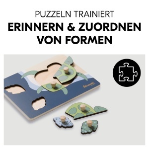 Puzzle din lemn hauck pentru copii, 1 an, forme de animale, design prietenos - Img 3