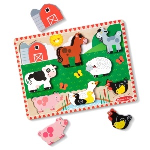 Puzzle din lemn pentru copii Melissa Doug - 8 piese, animale de ferma, varsta 2 - Img 4