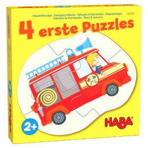 Puzzle HABA 4 Piese - Vehicule de Interventie, 2-4 Piese, Papiere Rezistente