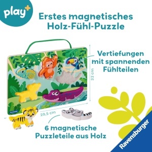 Puzzle magnetic Ravensburger 4872 din lemn model Jungla 6 piese pentru copii 1 ani - Img 2