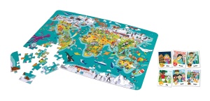 Puzzle si joc Hape 2-in-1 Weltreise harta geografica pentru copii lemn educativ - Img 3