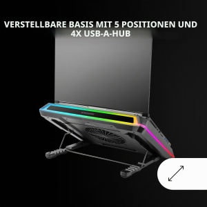 Racitor Laptop Mars Gaming MNBC-Ultra, 140mm, RGB, 5 Pozitii, Negru - Img 4