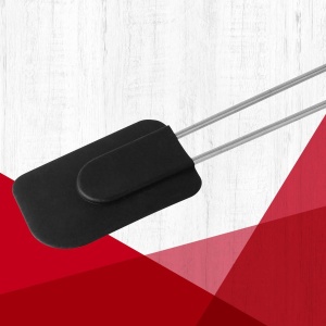 Racleta de aluat Fackelmann - Gadget de bucatarie de inalta calitate din silicon cu maner din otel inoxidabil - poate fi spalat in masina de spalat vase, rezistent la caldura, economiseste spatiu si poate fi agatat, negru/albastru, 28 cm - Img 4