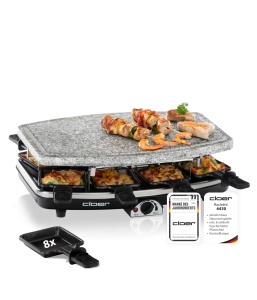 Raclette Grill Cloer 6430 1200W Placa Naturala 8 Tavite Antiaderente