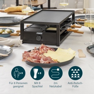 Raclette Princess Black Steel 162655 8 persoane, 1300W, suprafata 44 x 25 cm - Img 4