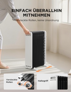 Radiator cu ulei Midea NY2311-25U, 2300W, 11 rippen, alb - Img 8