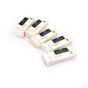 Radier de cauciuc Faber-Castell 7081 N, PVC-free, 5 bucati, alb - Img 2