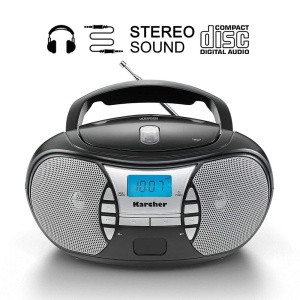 Radio CD Player portabil Karcher RR 5025-B stereo negru alimentare retea sau baterii - Img 2