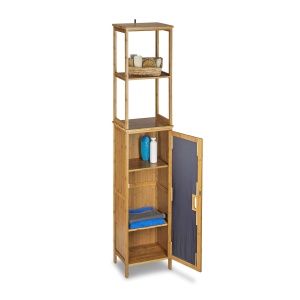 Raft de baie din bambus Relaxdays, 5 etajere, H170 x L33,5 x l28 cm
