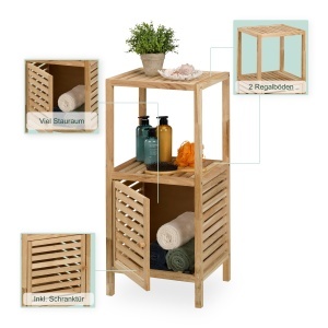 Raft de baie Relaxdays din nuc, 2 etajere, 86 x 40 x 36 cm - Img 3