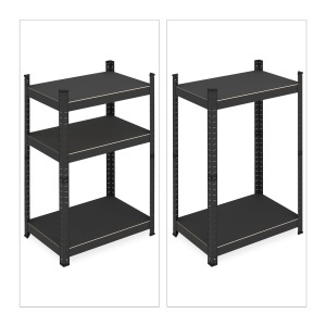 Raft de depozitare Relaxdays, 3 niveluri, capacitate 250 kgraft, negru, 90x60x40 cm - Img 6