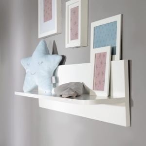 Raft de perete Roba, 90 cm, alb, pentru carti si accesorii - Img 2