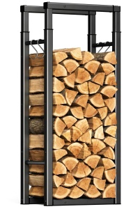 Raft pentru Lemne VOUNOT, Metal, 9 Dimensiuni Reglabile, 4 Haken, Negru