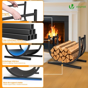 Raft pentru lemne VOUNOT, metalic, U-forma, 30 kg, negru - Img 7