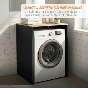 Raft pentru masina de spalat Relaxdays, 88x68x60 cm, albnatur, cu suport pentru detergent - Img 4