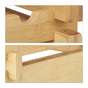 Raft pentru vin Relaxdays, capacitate 18 sticle, din bambus, extensibil, 3 niveluri - Img 6