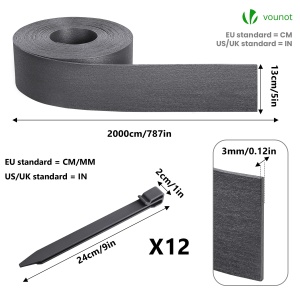 Rasenkante Flexibila VOUNOT, 20m, 13cm, 3mm, Gri - Img 7