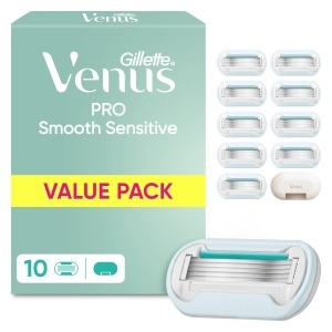 Rasiera pentru femei Gillette Venus Pro Smooth Sensitive, 10 lame, culoare turcoaz