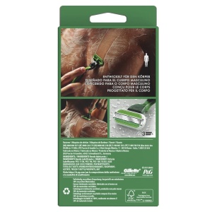 Rasierer pentru corp Gillette, 3 lame, ergonomic, verde - Img 2