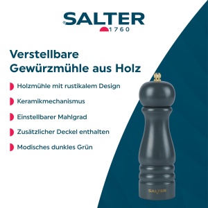 Rasnita manuala Salter BW120291GEU7 lemn mecanism ceramic ajustare granulatie verde - Img 2